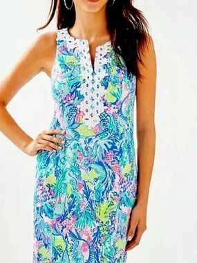 NWT Lilly Pulitzer Sz 00 Gabby Stretch Dress Mermaid Cove